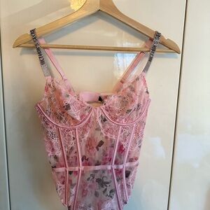 Victoria's Secret Pink Floral Mesh Bodysuit